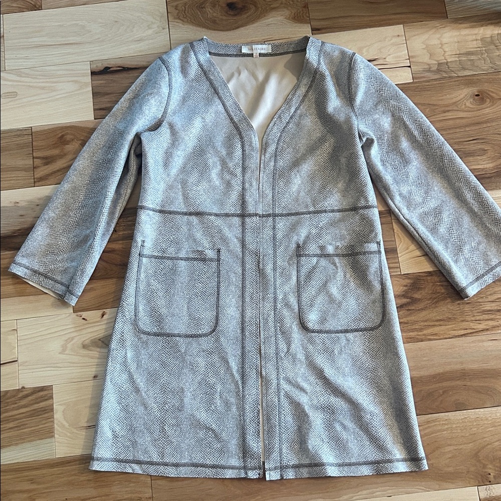Solitaire Anthropologie Snake Print Open Front Cardigan Jacket